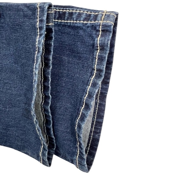 Miss Me Jeans Bootcut Size 28/6 Fleur De Lis Blue Denim Studded Sequins EUC - Picture 7 of 11